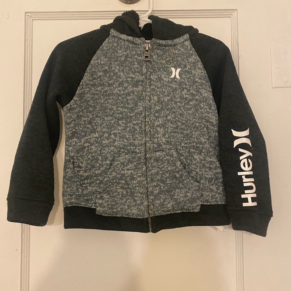 Hurley Kids' Black and Gray Zip-Up Hoodie